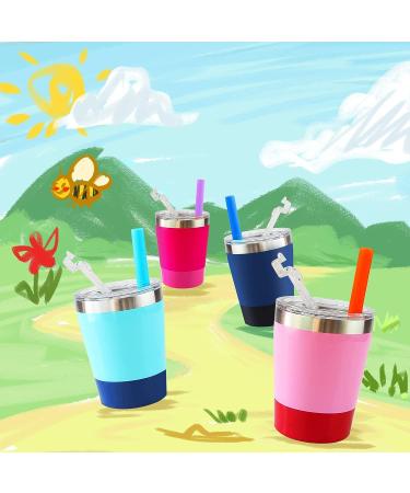 Housavvy 4 Pack 8oz Insulated Stainless Steel Kids Cups with Lids, Straws - BPA Free, Leakproof Toddler Sippy Cups in Navy/Teal/Pink/Rose - Buy Online on SooperMarket.com