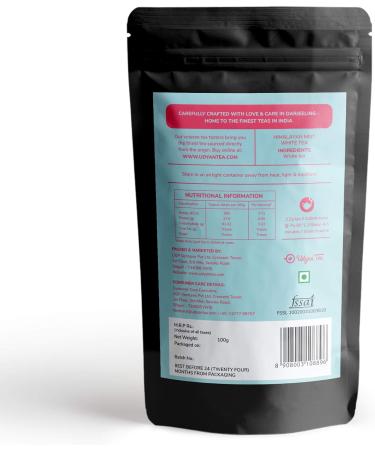 Udyan Tea Himalayan Mist White Tea 100g - Low Caffeine, Rich in Antioxidants | Fresh Loose Leaf Tea for Healthy Skin | 40 Cups - Buy Online on SooperMarket.com