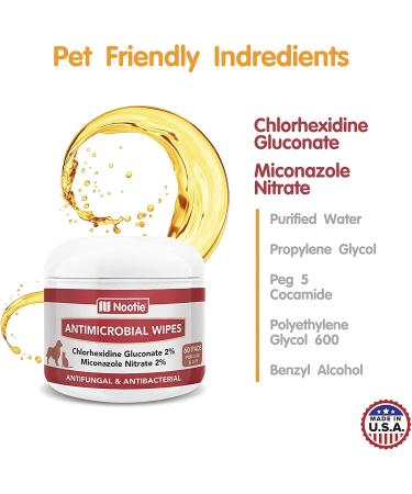 Nootie Medicated Dog Wipes - Antifungal, Antimicrobial, Antibacterial - 2% Chlorhexidine & Micronazole - 60 Pads - Buy Online on SooperMarket.com