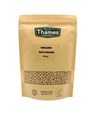 Organic Soya Beans No Additives No Preservatives Raw High Fibre High Protein Vegan GMO-Free - Perfect for Plant-Based Recipes - Thames Organic 500g 500 g (Pack of 1)