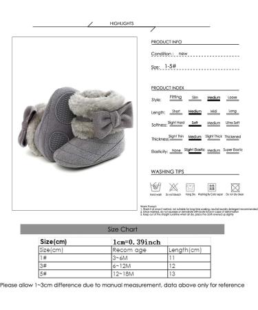 Yinuoday Winter Baby Girls Snow Boots - Warm Prewalker Newborn Shoes, Anti-Slip Infant Gray (6-12 Months) - Buy Online on SooperMarket.com