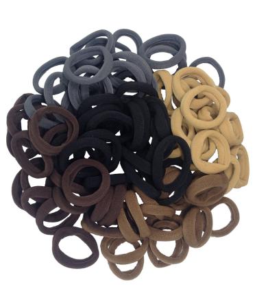 J-MEE Hair Bands Hair ties for Thick Hair 100PCS Seamless Cotton Simply Ponytail Holders Headband Scrunchies Hair Accessories No Crease Damage (Neutral Colors)