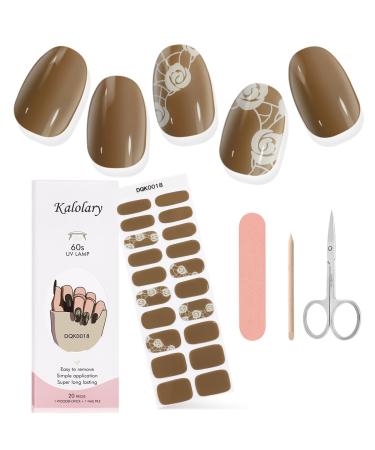 Kalolary Gel Nail Polish Strips Nail Gel Art Sticker Waterproof Full Nail Wraps Decal Sets with Scissors Nail File and Stick for Women Girls Nail Art Decor (UV/LED Lamp Required)-18