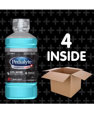 Pedialyte Advancedcare Plus Electrolyte Drink 1 Liter 4 Count with 33% More electrolytes & Has Preactiv Prebiotics Berry Frost - Buy Online on SooperMarket.com