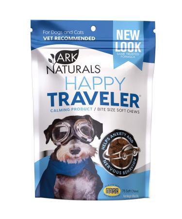 Ark Naturals Happy Traveler, Natural Calming Treats for Dogs & Cats, Reduces Anxious & Nervous Behavior 75 Soft Chews (Pack of 1)