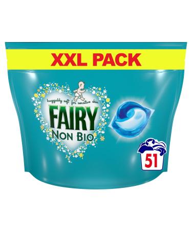 Fairy Non Bio Pods Washing Liquid 51 Capsules Unscented 51 Count (Pack of 1)