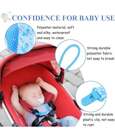 5 Pcs Blue Baby Dummy Clips Set with Silicone Adapter - Soother Chain Holder Straps for Boys | Teething Clips for Teething Toys | Baby Shower Gift - PP Material - Buy Online on SooperMarket.com