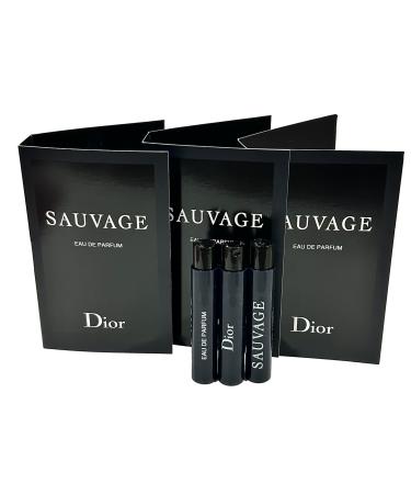 Dior Christian SAUVAGE MEN Sample Perfume EDP Vial 1 ml /0.03 oz - 3 PCS - Set of 3 Wood 0.03 Fl Oz (Pack of 3)
