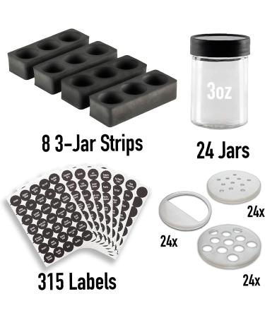 InDrawer AllSpice Rack (24 Jars + Labels) - Organize Your Spices Efficiently - Buy Online on SooperMarket.com