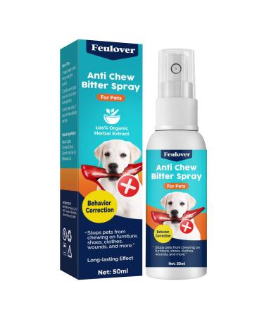 Feulover Bitter Apple Spray for Dog to Stop Chewing No Chew Spray for Dogs Stop Chewing Licking and Biting Protect Your Furniture Behavior Correction for Dogs&Cats 1 Count blue package