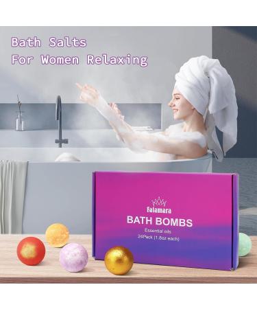 Organic 24pcs Bath Bombs Gift Set - Natural Ingredients Bubble Bath Fizzes Spa - Ideal Birthday Easter Gift for Her/Girlfriend/Wife - Buy Online on SooperMarket.com