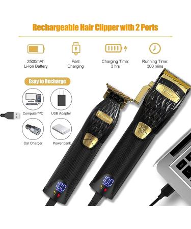 BESTBOMG Hair Clippers Men Professional Beard Trimmer with Rechargeable Base 5 Speed Cordless Electric Grooming Kits 6000RPM with LED Display and 2500mAh/2000mAh Built-in Battery - Buy Online on SooperMarket.com