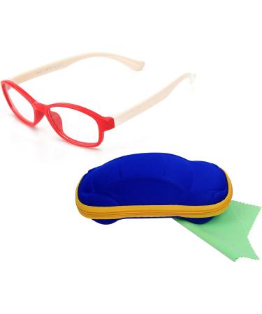 Stylish Children's Glasses Frame without Prescription - Clear Lenses for Boys & Girls Ages 5-12 | Includes Red & Blue Glasses Cases - Buy Online on SooperMarket.com