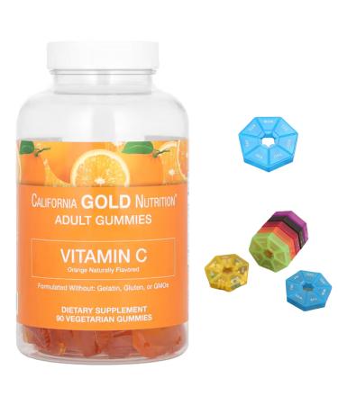 Vitamin C Gummies Compatible With California Gold Nutrition 90 Gummies + Bonus Pill Organizer Weekly Pill Organizer Mini