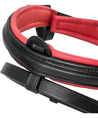 Sunride English Combined Bridle Hawaii - Soft Real Leather Adjustable & Anatomical with Reins (Full Size Black/Red) - Buy Online on SooperMarket.com
