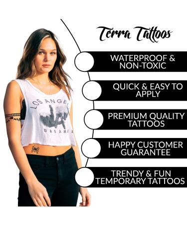 Terra Tattoos Black Mehndi Inspired Temporary Tattoos - 50+ Henna Designs - Waterproof, Nontoxic & Long Lasting - Perfect for Beach, Festivals & More - Buy Online on SooperMarket.com