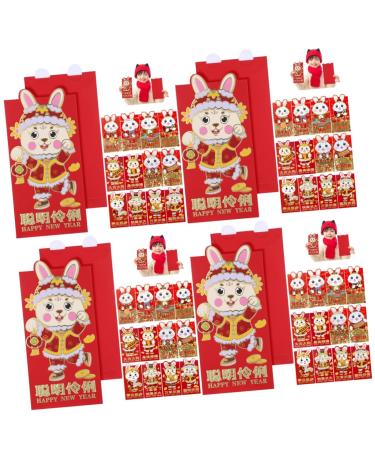 ABOOFAN 96 Pcs 2023 Year of The Rabbit Red Packets Cash Envelope Spring Festival Red Bag Lunar New Year Envelope Luck Money Bag Red Purse Money Envelope Chinese New Year's Bag Pocket Paper