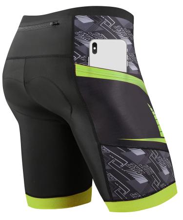 Cycorld cyclists men with seat cushions 4D bike pants men bicycle pants breathable elastic and quick -drying bike pants green XL