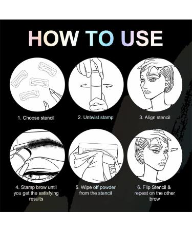 Eyebrow Stamp Stencil Kit - Beginner-Friendly 1 Step Brow Stencil & Stamp Set | Long-Lasting, Smudge-Proof & Waterproof | 24 Reusable Shapes | Dark Black - Buy Online on SooperMarket.com