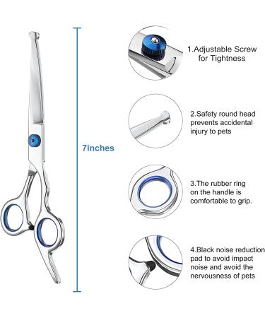 Petsvv 7 Curved Dog Grooming Scissors | Safety Round Tips | Lightweight Professional Shears for Dogs & Cats | Stainless Steel | Blue - Buy Online on SooperMarket.com