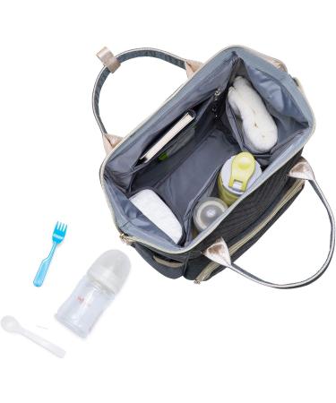 Caucko Baby Diaper Bag with Stroller Hook - Multifunctional Nylon Travel Backpack Large Capacity with Multiple Compartments - Gray (KT01-4) - Buy Online on SooperMarket.com