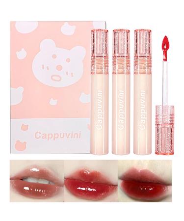 3 Colors Nourishing Plumping Liquid Lipstick Set 3pcs Glossy Lip Gloss Moisturizing Mirror Effect Lip Glaze Hydrating Long Lasting Shinny Lip Makeup Kit for Women Girls
