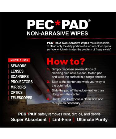 PEC-PAD Lint Free Wipes 4x4 - Non-Abrasive Ultra Soft Cloth for Cleaning Sensitive Surfaces - Ideal for Camera Lens, Filters, Film, Scanners, Telescopes, Microscopes, Binoculars - 100 Sheets Per Package - Buy Online on SooperMarket.com