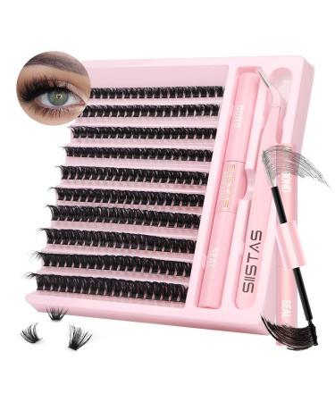 DIY Lash Extension Kit 200pcs Lash Clusters Individual Lashes Eyelash Extension Kit D Curl Volume Cluster Eyelashes with Lash Bond and Seal and Lash Tweezers Application at Home Lash Extension Kit(80D 80D KIT