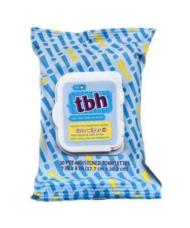 TBH Kids Gentle Face Wipes for Kids  Preteens  and Teens with Sensitive Dry Oily Skin - Gentle Facial Cleanser and Hydrating Facewash For Girls and Boys - Sulfate Free  Paraben Free - 30 individual wipes