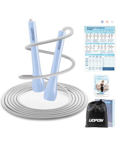 Springs rope adult fitness professional 3m PVC Speed Jump Rope with training poster adjustable ABS Non -slip Griff sports rope for men women children and girls blue