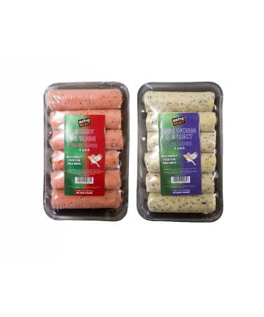 Extra Select Suet Logs Bundle 6 count each flavour | Insect & Mealworm and Berry & Bugs | High Energy Food for Wild Birds | 2 x 6 units Total of 12 Suet Logs
