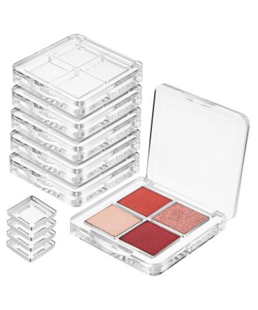 Healvian 6 Pcs Transparent Square Eye Shadow Box Empty Makeup Pallet Balm Blusher Containers Plastic