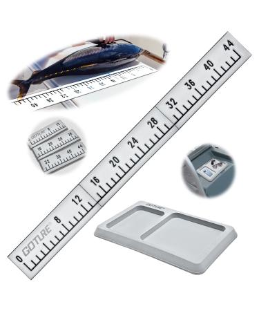 Goture Boat Foam Fishing Ruler and Cell Phone Holder Kit,2 in 1 Fishing Boat Dash Accessory Adhesive Backing Fishing Tool,44" Fishing Measurement Tool Boat Gadgets Segmented Fish Measuring Board A:Fishing Ruler and Boat Dash Pad(Grey)