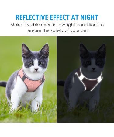 Brifit Cat Harness and Lead Set | Soft Mesh Adjustable Reflective Vest for Small Cats | Escape-Proof Kitten Harness with Leash | Pink XXS - Buy Online on SooperMarket.com