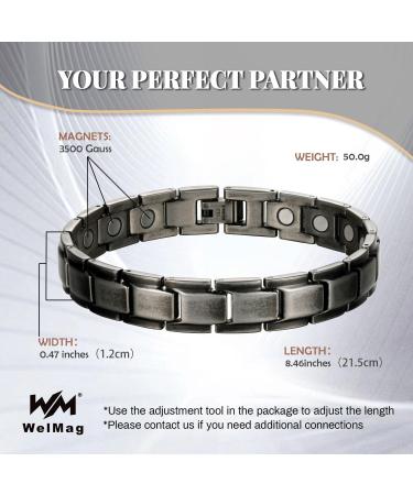 WELMAG WM Magnetic Bracelet for Men Recycled Stainless Steel Strength Magnets Adjustable Length Bracelets with Remove Tool Halloween Jewelry Gift - Buy Online on SooperMarket.com