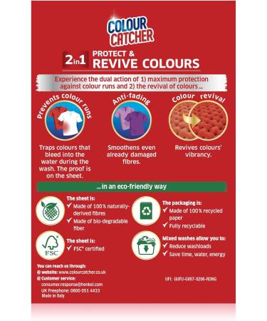 Colour Catcher Premium 2in1 Protect & Revive Laundry Sheets Prevents Colour Run Accidents and Revives Colours - 20 Sheets Unscented 1 count (Pack of 20) - Buy Online on SooperMarket.com