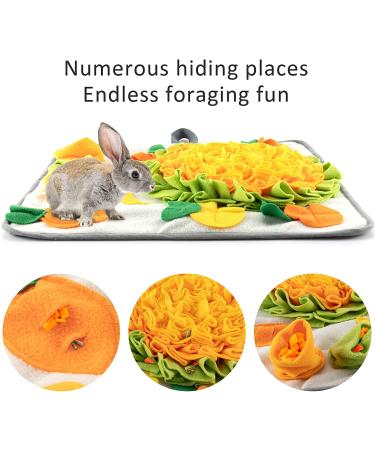 Rabbit Foraging Mat with Fixing Handle - Interactive Snuffle Pad for Rabbits, Guinea Pigs, Ferrets - Machine Washable Polar Fleece Feeding Mat - Buy Online on SooperMarket.com
