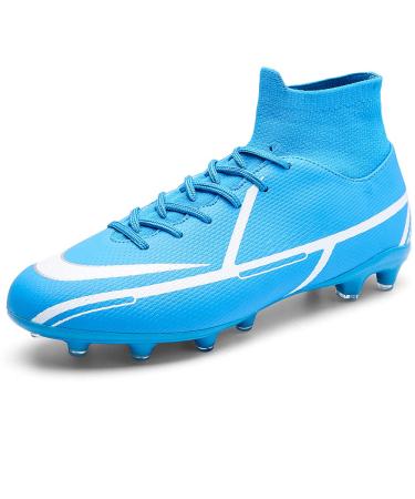Vtasq soccer shoes men high top spikes clear athletics training shoes football boots football shoes outdoor professional training shoes sneakers unisex 35 eu blue 2