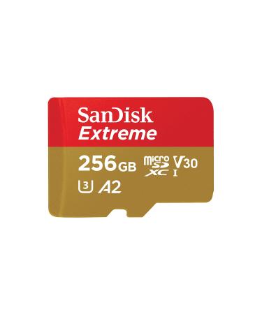 SanDisk 256GB Extreme microSDXC UHS-I Memory Card with Adapter - Up to 190MB/s, C10, U3, V30, 4K, 5K, A2, Micro SD Card - SDSQXAV-256G-GN6MA 256GB Memory Card Only