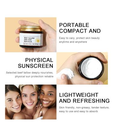 Beef Tallow & Zinc Sun Balm - Non-Greasy Sunscreen for Face & Body Deep Moisturizer Instant Sun Protection 2 Oz - Buy Online on SooperMarket.com