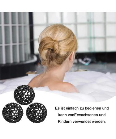 3-Piece Hair Network Crystal Bun Set | Stylish Hairstyles for Ballet Gymnastics & Sports | Black Fabric Bunting for Kids - Buy Online on SooperMarket.com