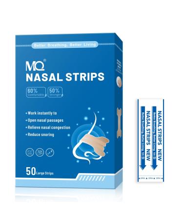 MQ 50ct Nasal Strips for Snoring Nose Strips for Breathing Extra Strength Snore Strips to Open Nasal Passages Relieve Nasal Congestion Tan-50