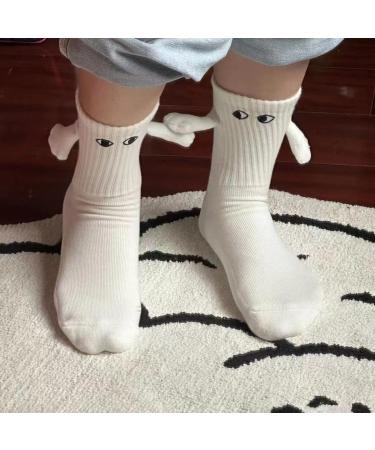 Balleenshiny Funny Magnetic Suction 3D Doll Couple Socks - Unisex One Size 2 Pairs White - Buy Online on SooperMarket.com