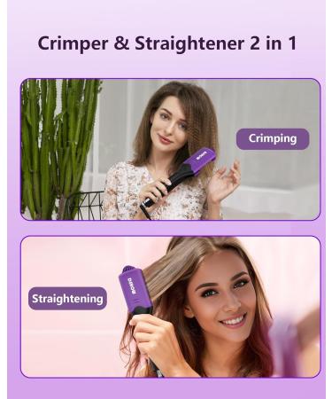 DSHOW Hair Crimper for Women - 4 Interchangeable Plates Volumizing Crimping Iron with 5 Heat Settings 60 Min Auto Off - Perfect for Fluffy Hairstyles - Purple - Buy Online on SooperMarket.com