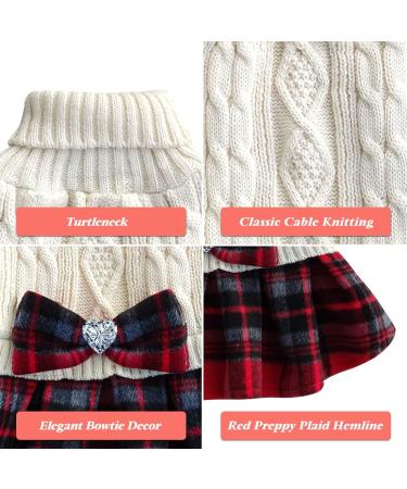 KYEESE Dog Sweater Dress with Leash Hole - Buffalo Check Red Small Turtleneck Pullover for Beige Small Dogs - Buy Online on SooperMarket.com