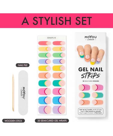 MOYOU LONDON Semi Cured Gel Nail Strips - Easy to Apply & Remove | Salon-Quality Manicure at Home | Includes UV Lamp offer - Buy Online on SooperMarket.com