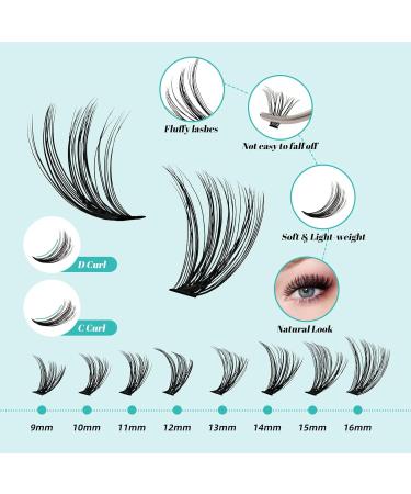 Lash Extension Kit 320Pcs - DIY Individual Lashes Clusters Bond & Seal Remover & Applicator Tool - 3040D D-Mix 9-16mm for At Home Use - Buy Online on SooperMarket.com