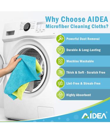 100-Pack AIDEA Microfiber Cleaning Cloths | Lint-Free, Highly Absorbent | for House, Kitchen, Car, Window | 12in.x12in. | Streak-Free Cleaning Solution - Buy Online on SooperMarket.com