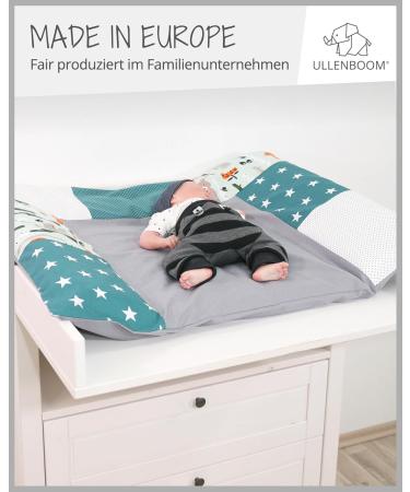 ULLENBOOM 75x85 cm Forest Animals Petrol Baby Diaper Pad Cover - Removable Cotton Changing Table Mat (EU Made) - Buy Online on SooperMarket.com