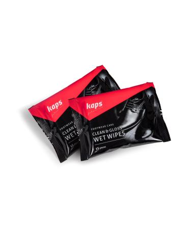 Kaps 2Pack of 15 Clean and Polish Disposable Wet Wipes Nubuck and Suede Leather Cleaning Wipes for Shoes Handbags Gloves Satchels Car Seat Furniture and More White Trainer Cleaner Shoe Wipes